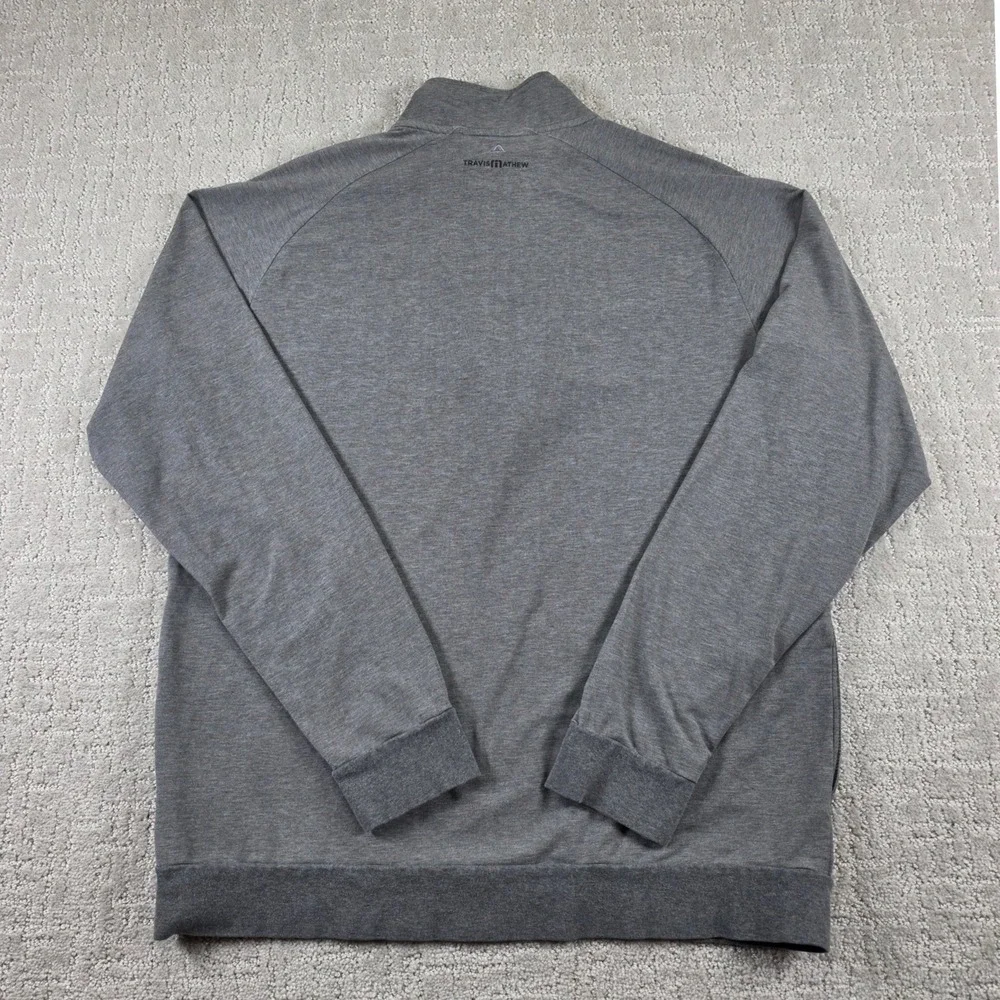 TravisMathew Mens Large Heather Grey Quarter Zip Long Sleeve Pullover Golf Fall